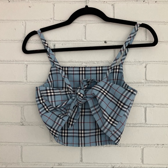 Vintage Inspired Two Piece Blue Plaid Set - Picture 3 of 6